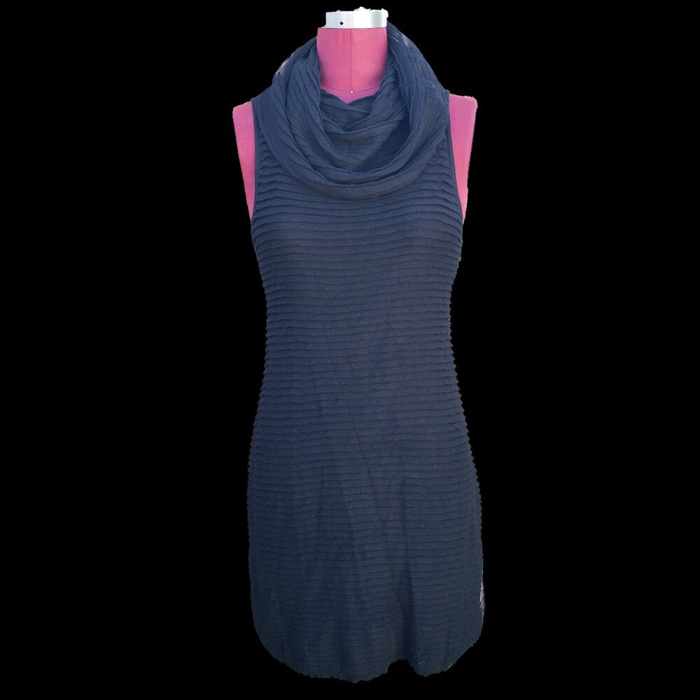 Alice Olivia Sweater Dress XSmall Cowl Neck Black Rib Knit Sleeveless